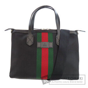 Gucci Handbag Sherry Leather Canvas Black